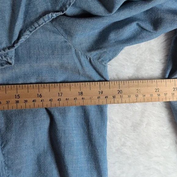 596-J. Crew Soft Blue Ruffle Blouse - Picture 3 of 4